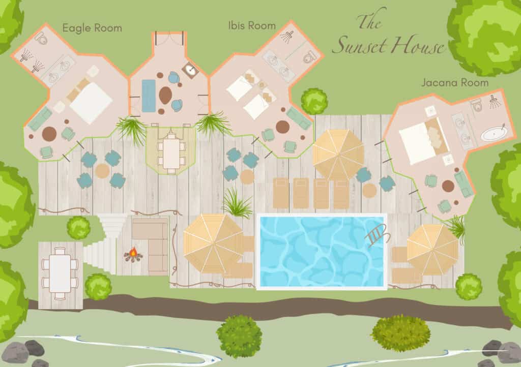 The floor plan of the Sunset House